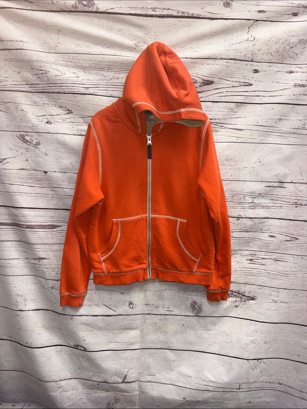 Hanna Andersson Bright Orange Zip-Up Hoodie Size 8